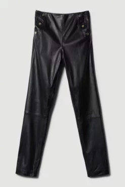 Wholesale 👏 Karen Millen Leather Button Pocket Detail Zip Hem Slim Leg 😀 -Workwear Shop bkk08499 black xl 3
