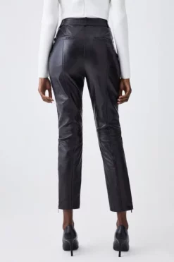 Best Sale 🔥 Karen Millen Leather Biker & Zip Detail Cuff Slim Leg Trouser 👍 -Workwear Shop bkk08500 black xl 5