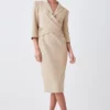Best Sale 🧨 Karen Millen Petite Compact Crepe Wrap Waist Pencil Midi 👗 Dress 🥰