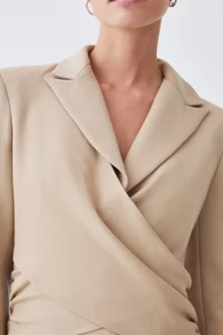 Best Sale 🧨 Karen Millen Petite Compact Crepe Wrap Waist Pencil Midi 👗 Dress 🥰 -Workwear Shop bkk08593 camel xl 4