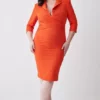 Cheap 👍 Karen Millen Plus Size Compact Crepe Wrap Waist Pencil Midi 👗 Dress 👏