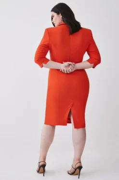 Cheap 👍 Karen Millen Plus Size Compact Crepe Wrap Waist Pencil Midi 👗 Dress 👏 -Workwear Shop bkk08594 orange xl 2