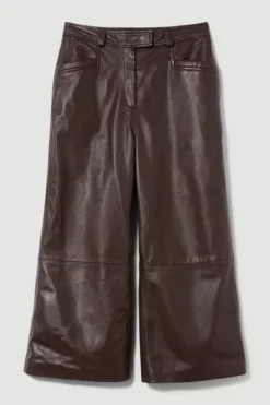 Brand new 😀 Karen Millen Leather Wide Leg Culotte 😀 9 Brand new 😀 Karen Millen Leather Wide Leg Culotte 😀 -Workwear Shop bkk08603 chocolate xl 3