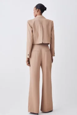 Promo 🌟 Karen Millen Soft Twill Button Wide Leg Trouser ⭐ -Workwear Shop bkk08614 camel xl 2