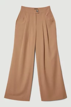 Promo 🌟 Karen Millen Soft Twill Button Wide Leg Trouser ⭐ -Workwear Shop bkk08614 camel xl 3