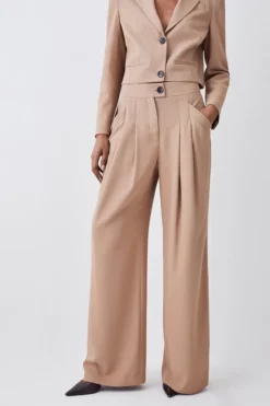 Promo 🌟 Karen Millen Soft Twill Button Wide Leg Trouser ⭐ -Workwear Shop bkk08614 camel xl 4