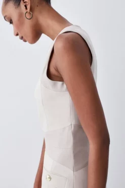 Coupon 🌟 Karen Millen Ponte & Faux Leather A Line Flippy Mini 👗 Dress 👏 -Workwear Shop bkk08618 beige xl 4