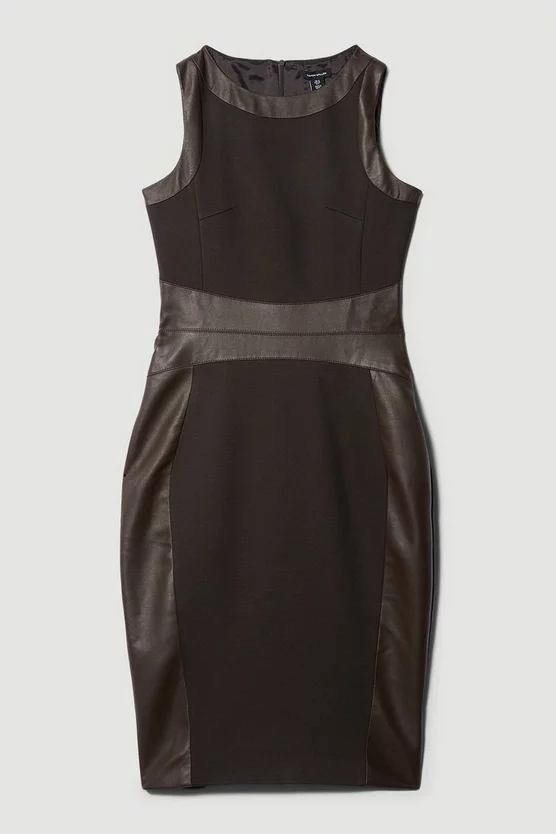 Hot Sale ✔️ Karen Millen Ponte And Faux Leather Pencil Midi 👗 Dress 👏 4 Hot Sale ✔️ Karen Millen Ponte And Faux Leather Pencil Midi 👗 Dress 👏 - Image 4
