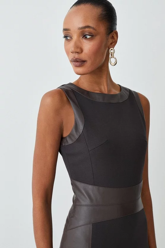 Hot Sale ✔️ Karen Millen Ponte And Faux Leather Pencil Midi 👗 Dress 👏 5 Hot Sale ✔️ Karen Millen Ponte And Faux Leather Pencil Midi 👗 Dress 👏 - Image 5