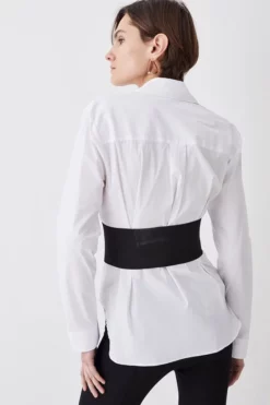 Outlet 🤩 Karen Millen Cinched Waist Tailored 👚 Shirt 🎁 -Workwear Shop bkk08717 white xl 2