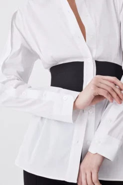 Outlet 🤩 Karen Millen Cinched Waist Tailored 👚 Shirt 🎁 -Workwear Shop bkk08717 white xl 4