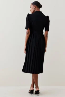 Best reviews of 👍 Karen Millen Tall Structured Crepe Forever Pleated Midi 👗 Dress 🧨 -Workwear Shop bkk08740 black xl 2