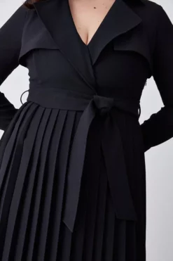 Discount 🎁 Karen Millen Plus Size Forever Pleat Belted Trench Midi 👗 Dress 👍 -Workwear Shop bkk08916 black xl 4
