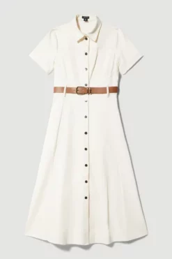 Best Pirce ⌛ Karen Millen Tailored Belted Midi 👚 Shirt 👗 Dress 🔔 -Workwear Shop bkk08937 ivory xl 3