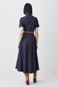 New โจ Karen Millen Tailored Denim Belted Midi ๐ Shirt ๐ Dress ๐งจ 9 New โจ Karen Millen Tailored Denim Belted Midi ๐ Shirt ๐ Dress ๐งจ -Workwear Shop bkk08938 denim blue xl 2