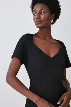 Coupon 🌟 Karen Millen Structured Crepe Square Neck Midi 👗 Dress ✨ -Workwear Shop bkk08994 black xl 2