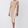 Budget 😍 Karen Millen Tall Compact Stretch Contrast Panel Midi Pencil 👗 Dress 🔔