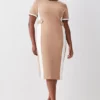 Discount 😍 Karen Millen Plus Size Compact Stretch Contrast Panel Midi Pencil 👗 Dress 😀