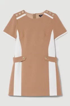 Coupon 🔥 Karen Millen Petite Compact Stretch Tipped A Line Mini 👗 Dress ✔️ -Workwear Shop bkk09117 camel xl 3