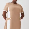 New ⭐ Karen Millen Plus Size Compact Stretch Tipped A Line Mini 👗 Dress 🧨