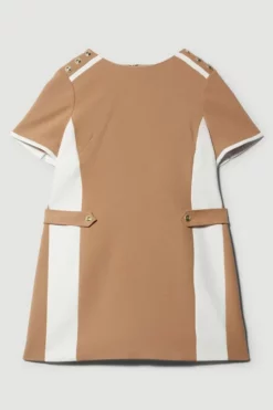 New ⭐ Karen Millen Plus Size Compact Stretch Tipped A Line Mini 👗 Dress 🧨 -Workwear Shop bkk09118 camel xl 3