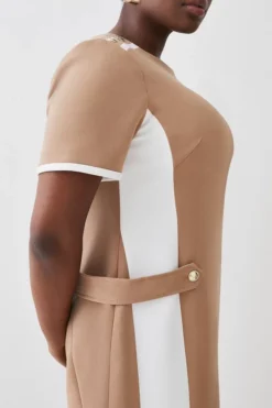 New ⭐ Karen Millen Plus Size Compact Stretch Tipped A Line Mini 👗 Dress 🧨 -Workwear Shop bkk09118 camel xl 4