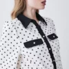 Best deal 🥰 Karen Millen Tall Pin Dot Twill Trimmed Woven 👚 Shirt 🛒