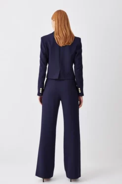 Outlet 🔥 Karen Millen Compact Stretch Nautical Button Front Wide Leg Trouser ⌛ -Workwear Shop bkk09195 navy xl 2