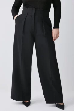 Best deal 🌟 Karen Millen Plus Size Compact Stretch High Waist Wide Leg Trouser 🤩 -Workwear Shop bkk09270 black xl 4