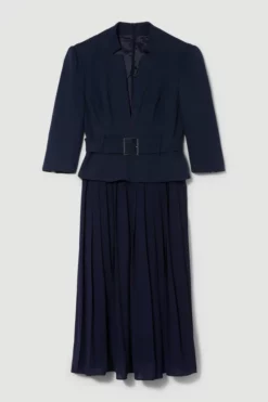 Top 10 ⭐ Karen Millen Petite Structured Crepe Forever Pleated Midi 👗 Dress 🥰 -Workwear Shop bkk09272 navy xl 3
