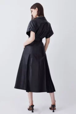 Best deal ๐ Karen Millen Leather Belted Button Detail ๐ Shirt Midi ๐ Dress ๐ 9 Best deal ๐ Karen Millen Leather Belted Button Detail ๐ Shirt Midi ๐ Dress ๐ -Workwear Shop bkk09274 black xl 2