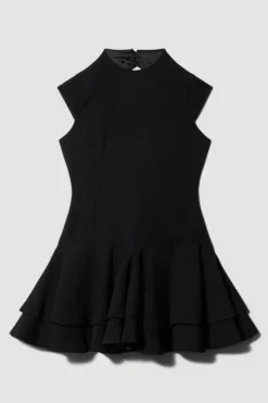Wholesale 👏 Karen Millen High Neck Crepe Full 👗 Skirted Mini 👗 Dress 🔔 -Workwear Shop bkk09295 black xl 3