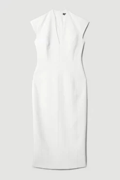 Cheapest 🎉 Karen Millen Petite Structured Crepe Forever Midi 👗 Dress ✔️ -Workwear Shop bkk09301 ivory xl 3