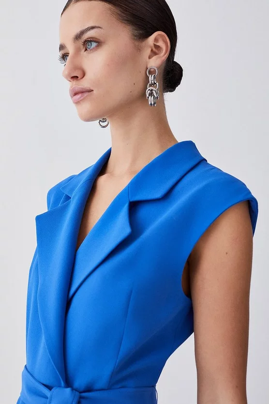 New 💯 Karen Millen Petite Military Pleat Short Sleeve Midi 👗 Dress 😍 2 New 💯 Karen Millen Petite Military Pleat Short Sleeve Midi 👗 Dress 😍 - Image 2