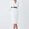 Top 10 🤩 Karen Millen Petite Compact Stretch Belted Forever Belted Midi 👗 Dress 🧨