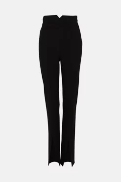 Promo 🎉 Karen Millen Tall Compact Stretch High Rise Split Hem Trouser ✔️ -Workwear Shop bkk09503 black xl 3