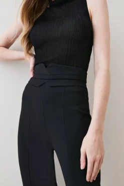 Promo 🎉 Karen Millen Tall Compact Stretch High Rise Split Hem Trouser ✔️ -Workwear Shop bkk09503 black xl 4