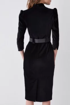 Brand new 🔔 Karen Millen Velvet Forever Diamante Belted Pencil Midi 👗 Dress 👍 -Workwear Shop bkk09627 black xl 2