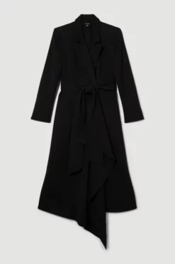 Buy 🔔 Karen Millen Drape Belted Long Sleeve Soft Tailored Midi 👗 Dress 🧥 Coat 💯 -Workwear Shop bkk09631 black xl 3