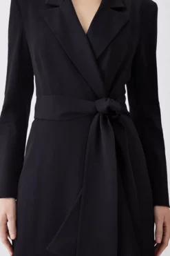 Buy 🔔 Karen Millen Drape Belted Long Sleeve Soft Tailored Midi 👗 Dress 🧥 Coat 💯 -Workwear Shop bkk09631 black xl 4