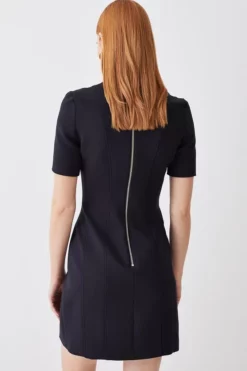 New ✨ Karen Millen Italian Compact Scuba Jersey Seamed A Line Mini 👗 Dress 👏 -Workwear Shop bkk09678 black xl 2