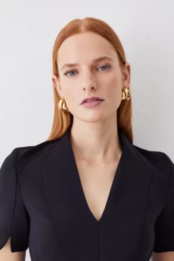 New ✨ Karen Millen Italian Compact Scuba Jersey Seamed A Line Mini 👗 Dress 👏 -Workwear Shop bkk09678 black xl 4