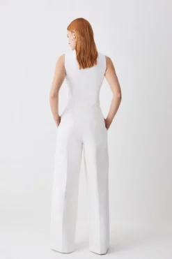Flash Sale 🛒 Karen Millen Clean Tailored Darted Wide Leg Trouser ✨ -Workwear Shop bkk09699 ecru xl 2
