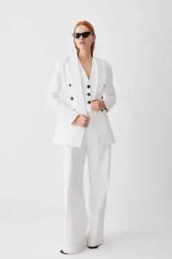 Flash Sale 🛒 Karen Millen Clean Tailored Darted Wide Leg Trouser ✨ -Workwear Shop bkk09699 ecru xl 4