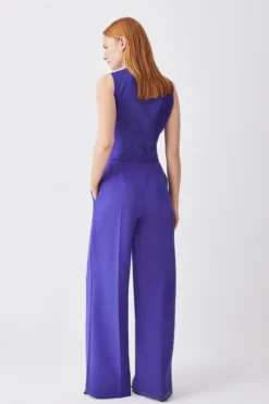 Buy 👏 Karen Millen Petite Clean Tailored Darted Wide Leg Trouser 😉 -Workwear Shop bkk09700 purple xl 2