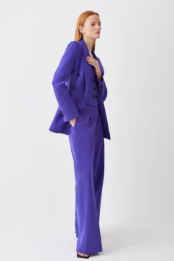 Buy 👏 Karen Millen Petite Clean Tailored Darted Wide Leg Trouser 😉 -Workwear Shop bkk09700 purple xl 4