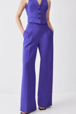 Buy 👏 Karen Millen Petite Clean Tailored Darted Wide Leg Trouser 😉 -Workwear Shop bkk09700 purple xl 5