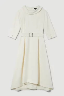 Best Sale 😀 Karen Millen Structured Crepe Roll Neck Dip Hem Midi 👗 Dress 🤩 -Workwear Shop bkk09708 ivory xl 3