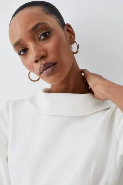 Best Sale 😀 Karen Millen Structured Crepe Roll Neck Dip Hem Midi 👗 Dress 🤩 -Workwear Shop bkk09708 ivory xl 5