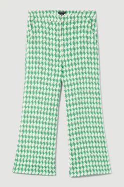 Best Pirce ⭐ Karen Millen Petite Check Tweed High Waist Wide Leg Trousers ⭐ -Workwear Shop bkk09783 green xl 3